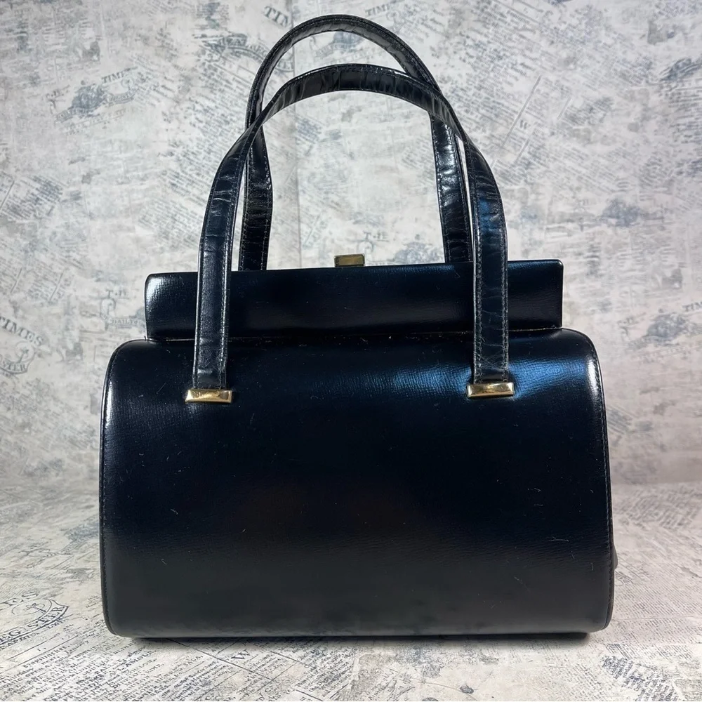 Normandie Vintage 1950s Leather Handbag Made in Canada Mid Century Top Handle